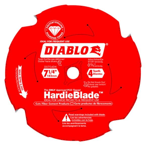 NWT Diablo 7.25" PCD Tip TCG Fiber Cement Circular Saw Blade – 4 Teeth - Picture 1 of 1
